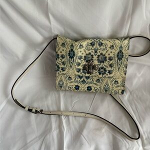 Patricia Nash Cream and Blue Floral Crossbody Bag